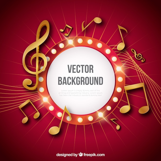 Red background with golden musical notes