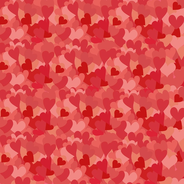 Vector a red background with hearts that are made up of many smaller hearts