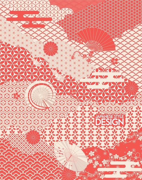 A red background with a japanese design.