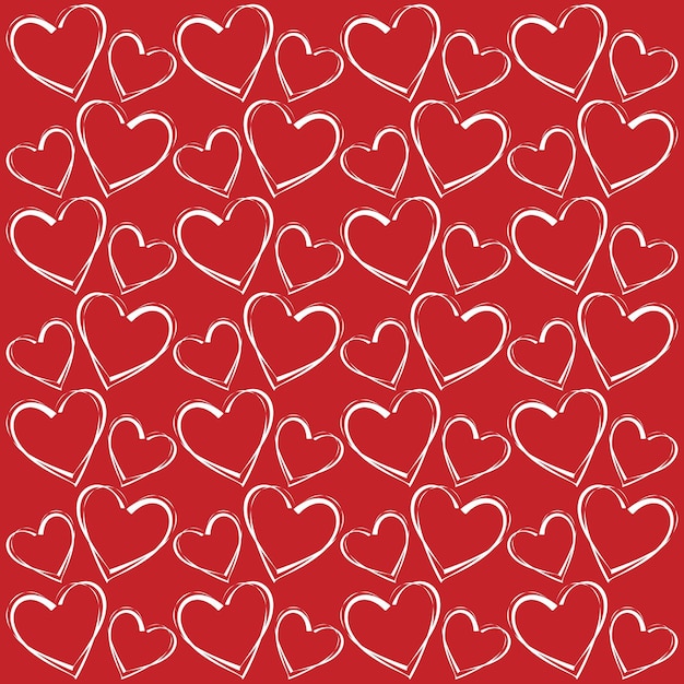 A red background with a lot of hearts.