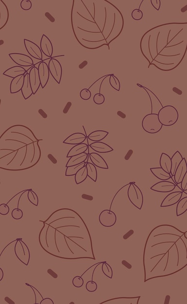 Red background with many autumn foliage Vector