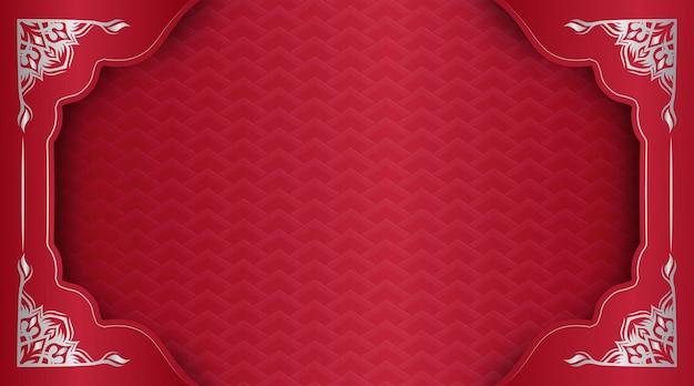 Vector red background with ornaments and borders