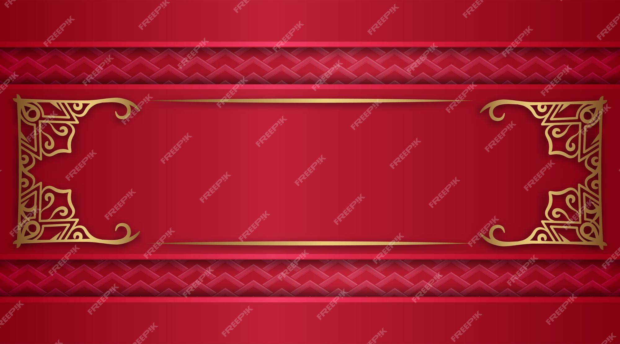 Premium Vector | Red background with ornaments gold