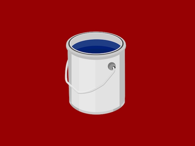 A red background with a paint can and a handle that says blue.