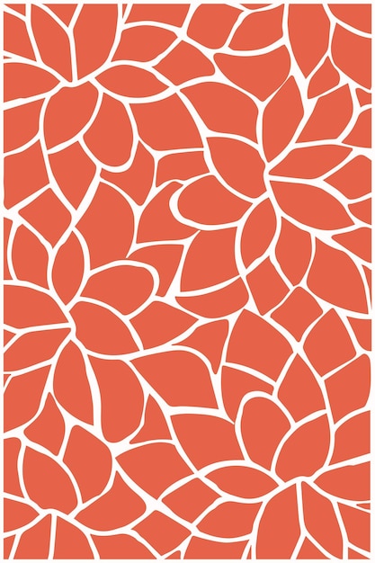 A red background with a pattern of leaves and the words