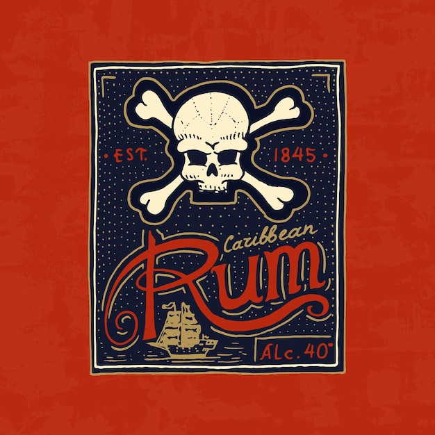 A red background with a skull and crossbones logo on it.