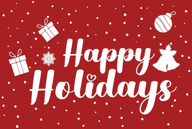 Vector a red background with a text that says happy holidays on it