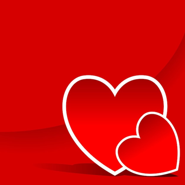 Красный фон с двумя сердечками для поздравительной открытки или открытки ко дню матери и т. д.
