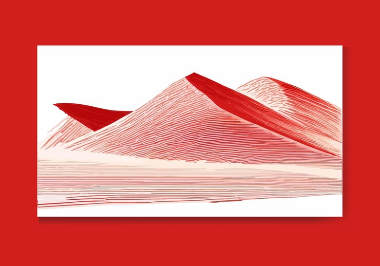 Vector a red background with a white border that says'mountain '