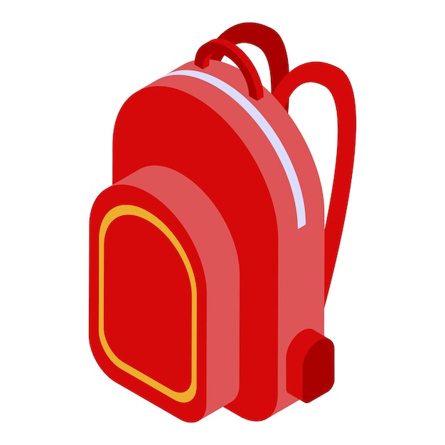 赤いバックパック アイコン白い背景で隔離の web デザインの赤いバックパック ベクトル アイコンの等尺性