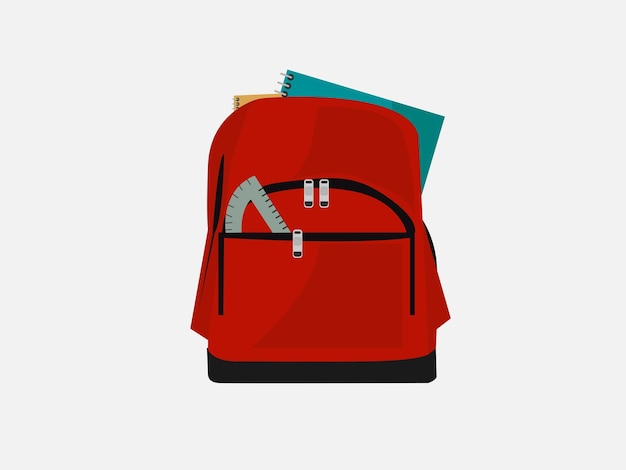 red backpack school supplies student