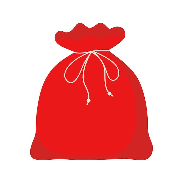 Vector red bag santa claus large sack holiday for gifts big bagful for new year and christmas vector