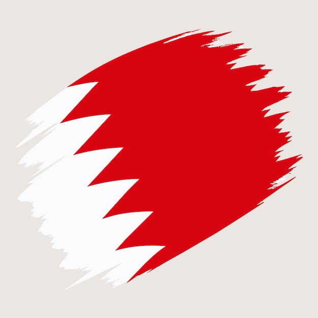 Vector a red bahrain flag with a background brush strokes vector illustration