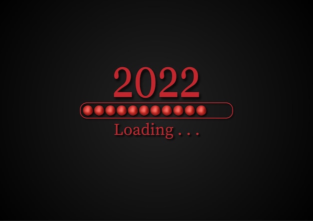 Red ball loading from 2021 to 2022 on Black background free vector