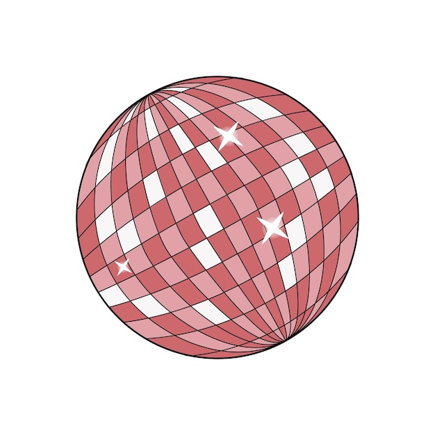 Vector a red ball with a white background and the word disco on it.