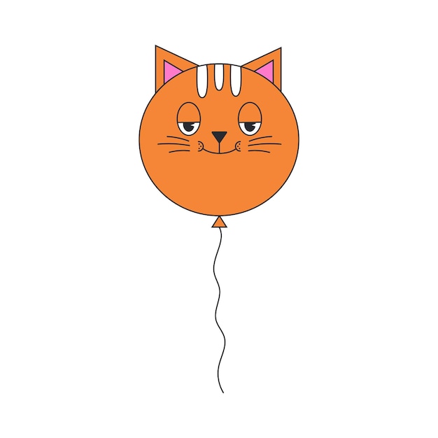 Red ballon cat Balloon isolated on white background Happy birthday and party concept