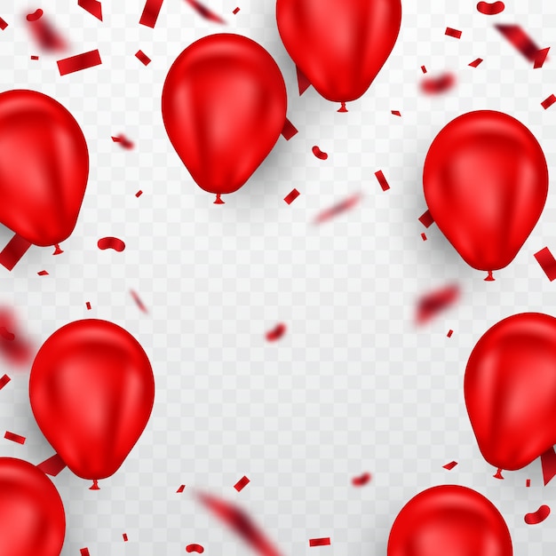 Vector red balloon and confetti