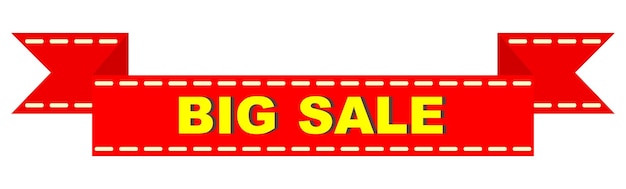 Red Banner of Big Sale in Flat Style Vector Illustration