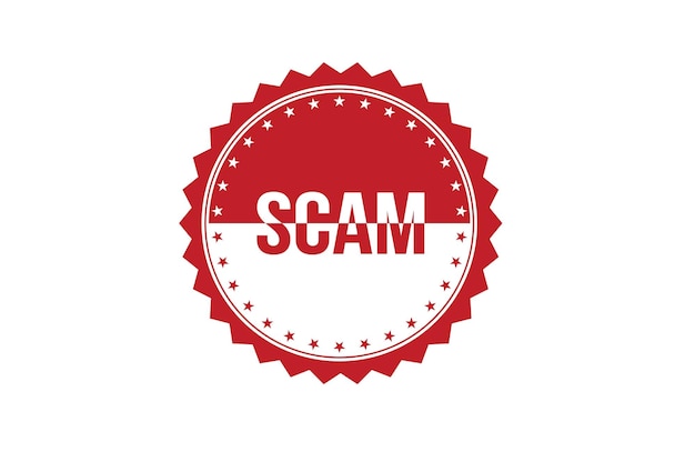 Vector red banner scam on white background