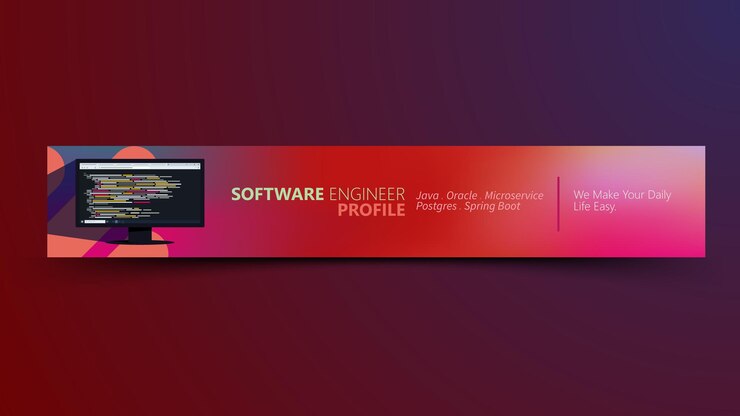 Vector a red banner that says software engineer profile.