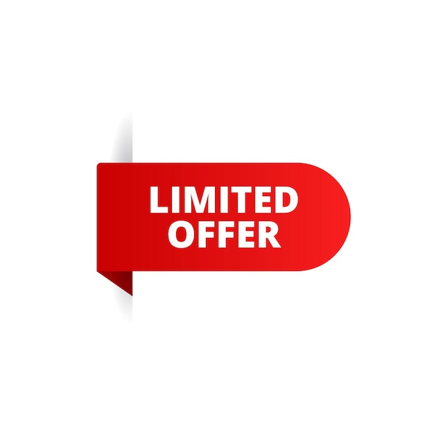 Red banner vector page side label limited offer