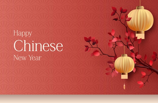 Vector red banner with chinese new year greeting