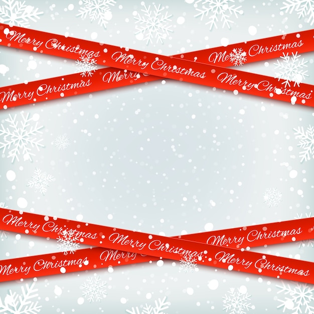 Red banners on winter background with snow