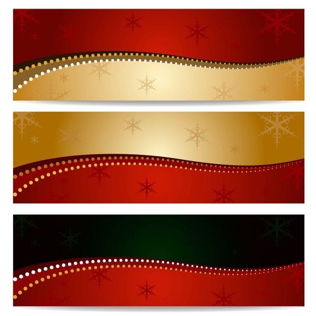 Red banners with golden elements for christmas