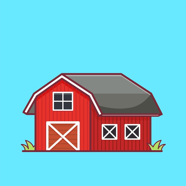 Red barn cartoon vector