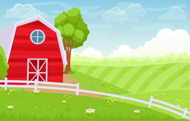 Red Barn Farm Scene