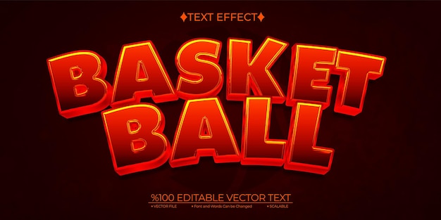 Vector red basketball editable vector 3d text effect