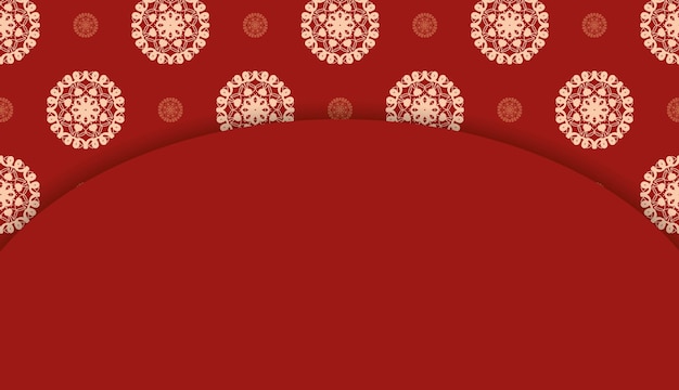 ベクトル ベージュの幾何学的な装飾が施された赤い美しいポストカード