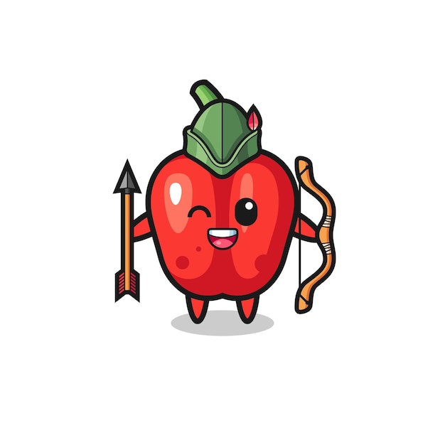 Карикатура на красный сладкий перец как талисман средневекового лучника