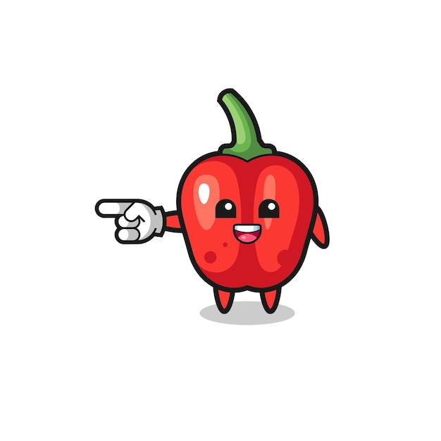 Red bell pepper cartoon with pointing left gesture