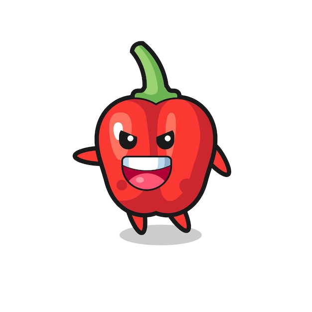 Red bell pepper cartoon with very excited pose