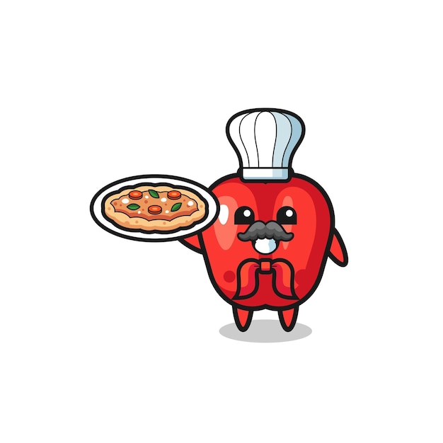 Red bell pepper character as italian chef mascot