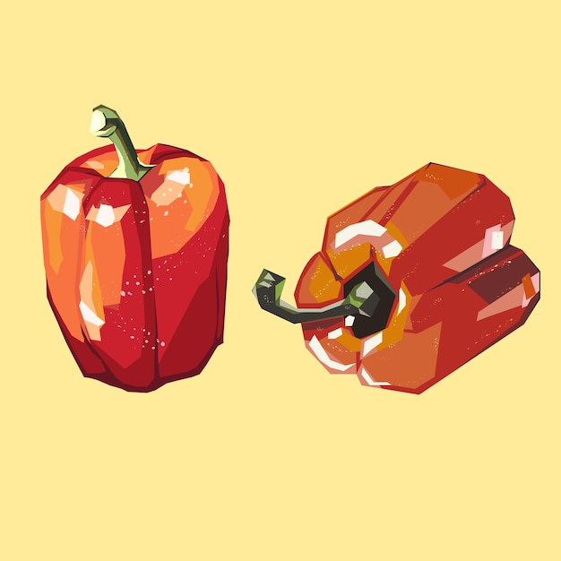 Vector red bell pepper in flat illustration style