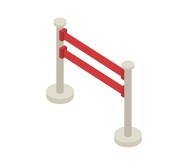 Vector red belt barrier isometric