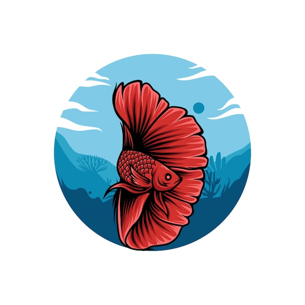 Red betta fish illustration