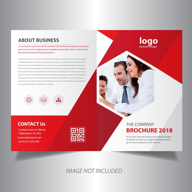 Vector red bi fold brochure design