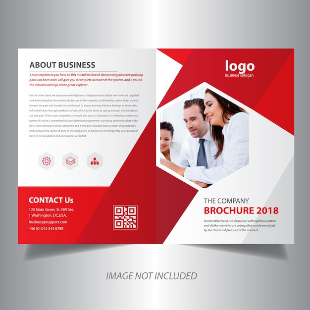 Vettore brochure design in piega rossa