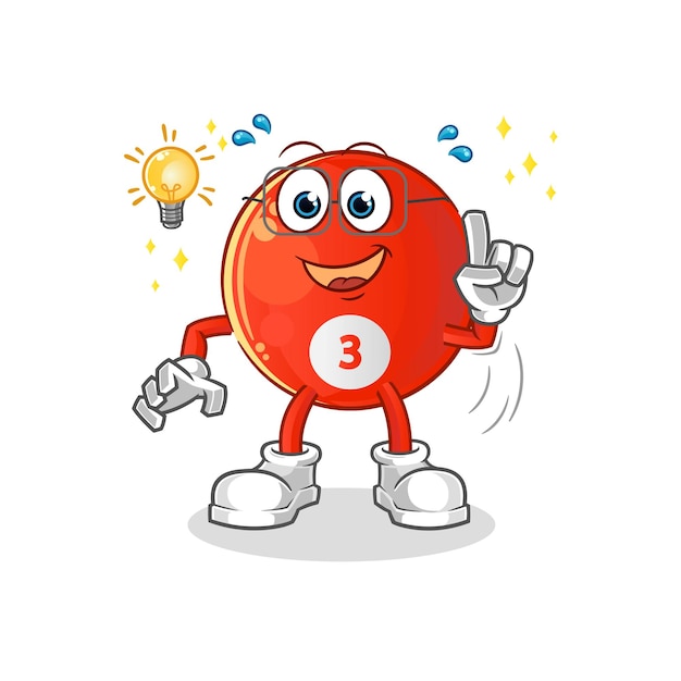 red billiard ball got an idea cartoon. mascot vector