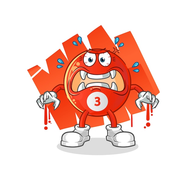 Red billiard ball monster vector cartoon character