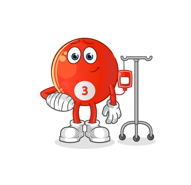 Red billiard ball sick in IV illustration character vector