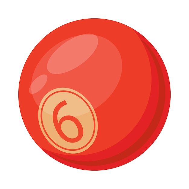 Red billiard ball. Sport glob with number nine or six, vector Illustration isolated on white background