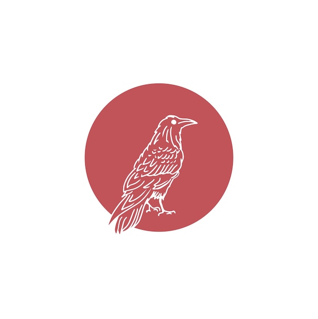 red bird isolated red circle design vector
