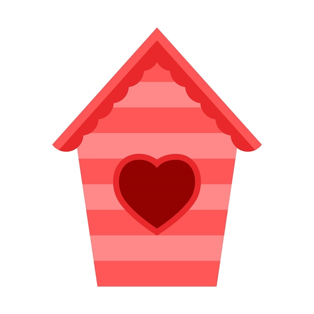 A red birdhouse with a heartshaped window Cute illustration in