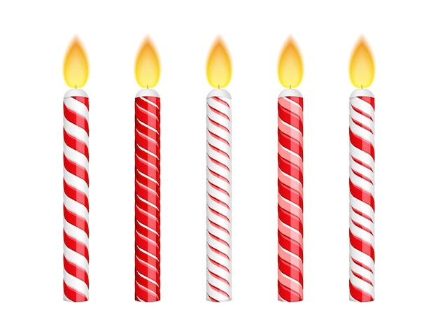 Red birthday candles isolated on whte background vector eps10 illustration