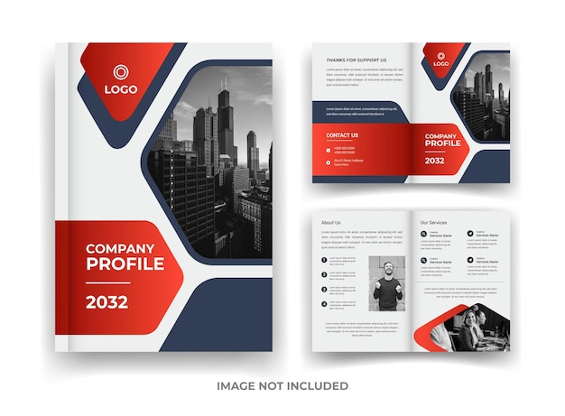 Red and black 04 page business brochure design and annual report and magazine template