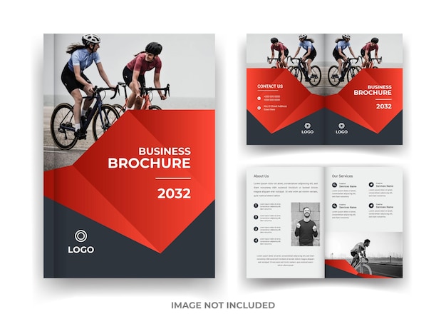 Vector red and black 04 page business brochure design and annual report and magazine template